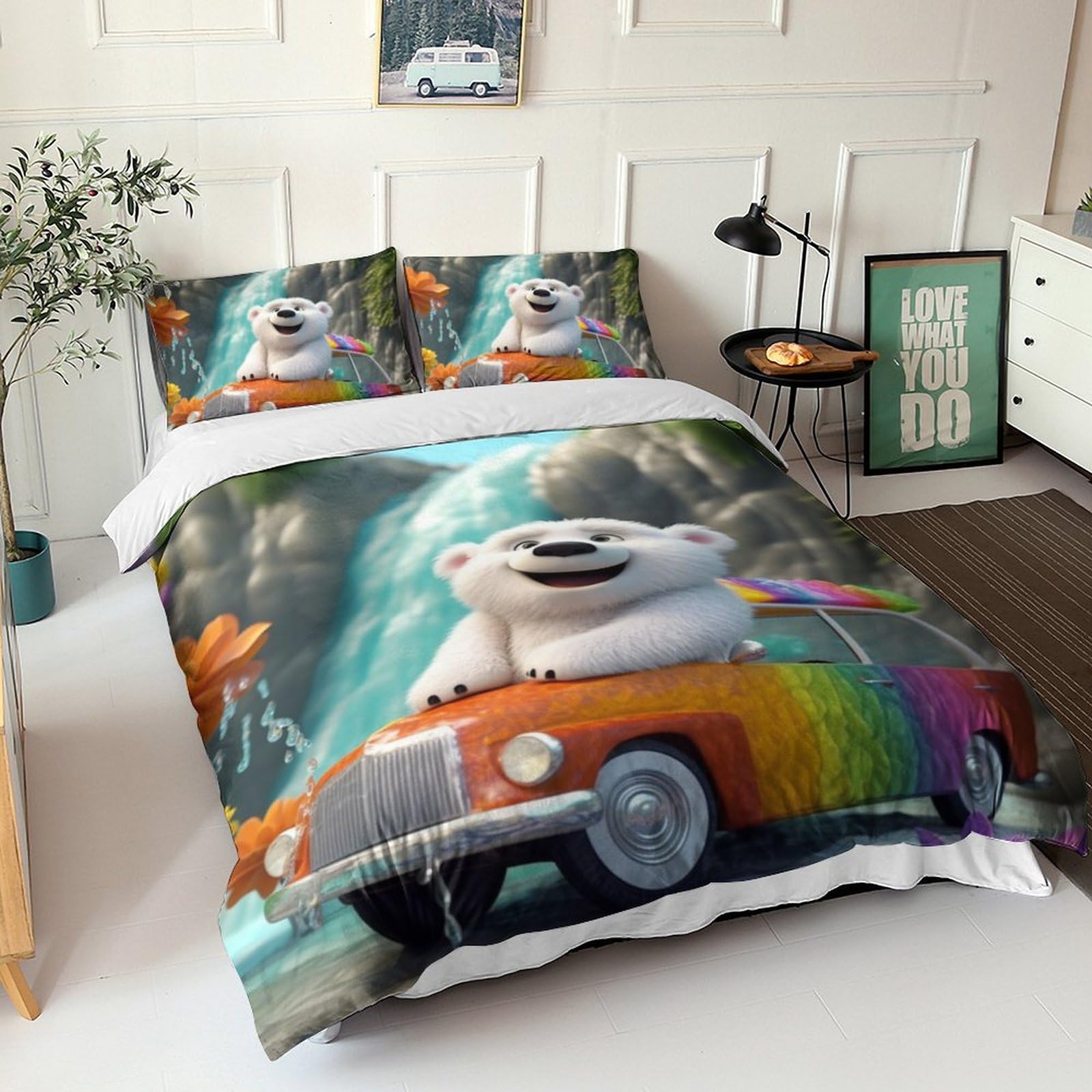 Parure de lit Driving a Cute Car King 220x240cm avec taies