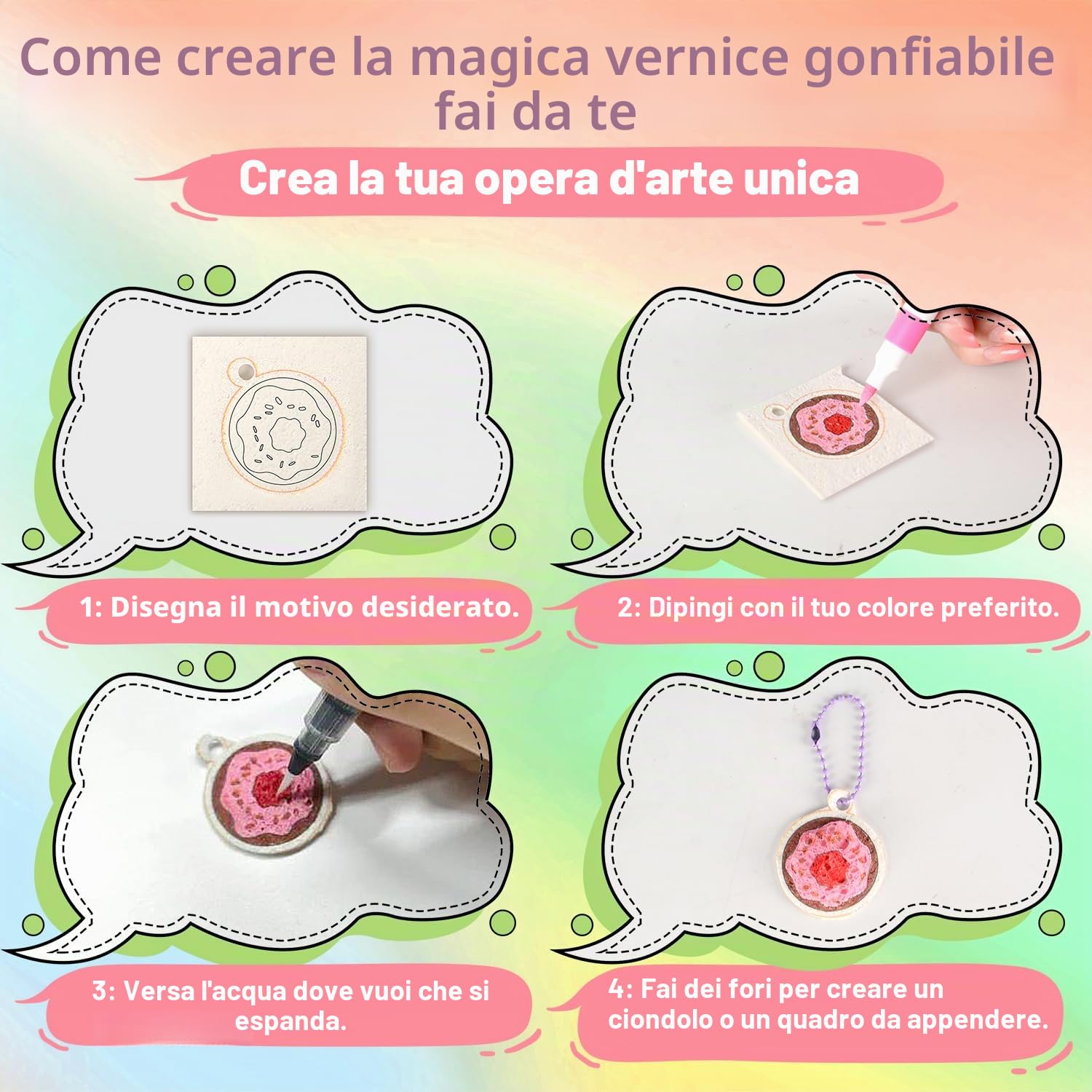 Fantspati Pittura con Texture in Schiuma, Magic Puffy Paint, 3D Carta con Texture in Schiuma Magica con 12 Pezzi Pennarelli Colorati, Kit di Pittura per Bambini, Regalo per Bambini Compleanno Natale