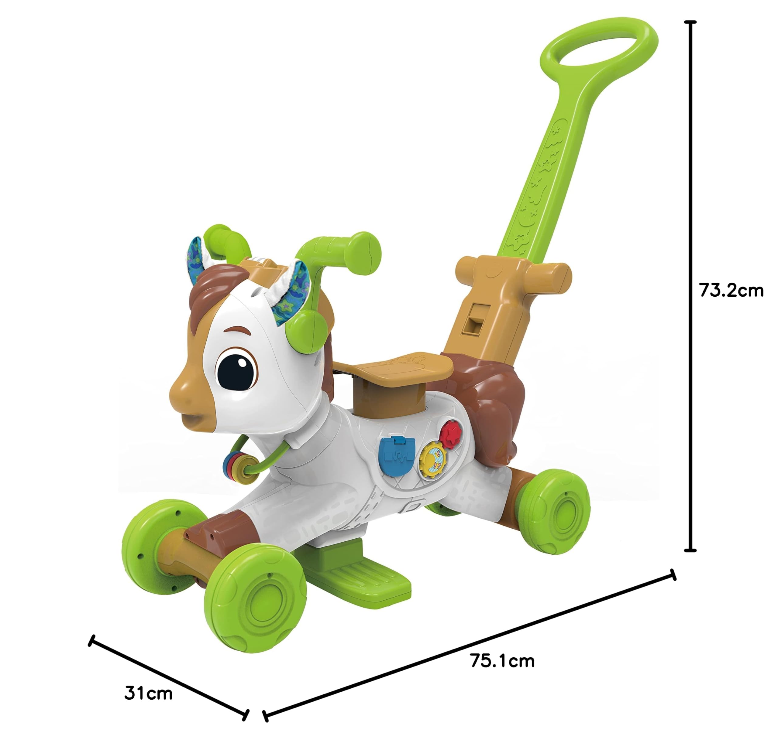 VTech - Caballito bebé Rueda y trota, Andador correpasillos 4-en-1 para bebés +12 Meses, Versión ESP