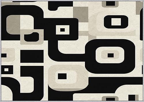 Miniatura 86 de Alfombra retro de los años 70, alfombras de área de 6 x 8 pies, patrón geométrico moderno de mediados de siglo, para sala de estar, dormitorio,