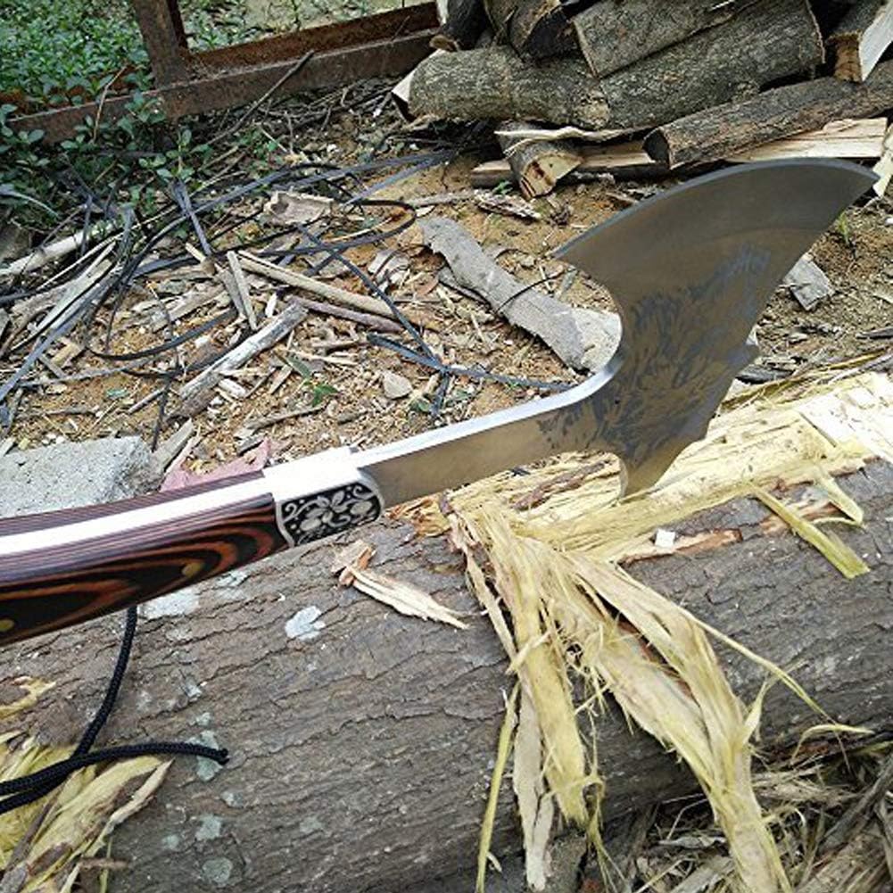 Promithi Camping Hatchet with Nylon Sheath, Axe Etched Wolf Head Stainless Steel with Wooden Grip, Outdoor Hunting Survival Hiking Tomahawk Axe, for Farming Activities
