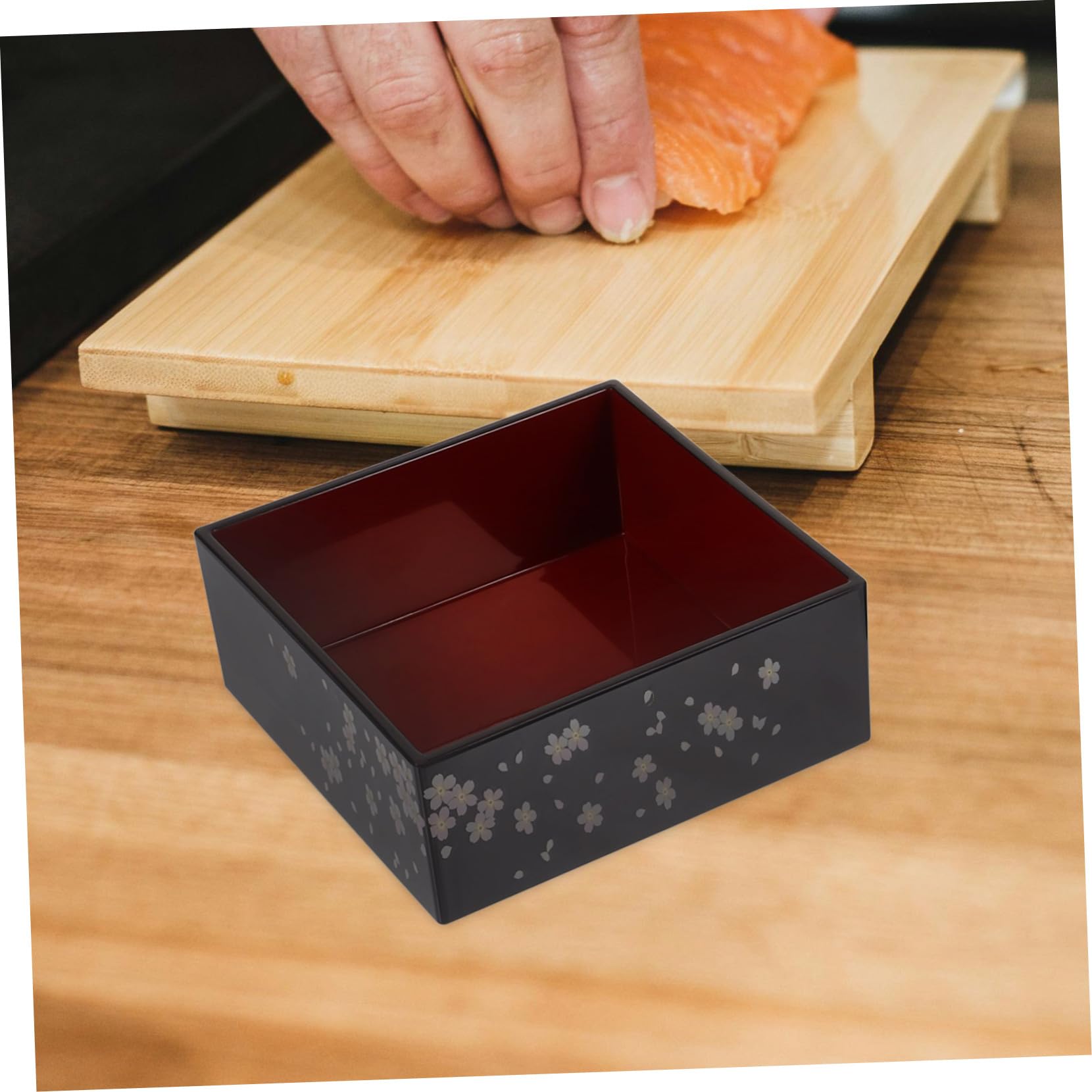 Boîte Bento Japonaise à Sushi, 3 Niveaux, Plastique Noir, Motif Mont Fuji, Réutilisable, pour Déjeuner et Desserts, Usage Quotidien