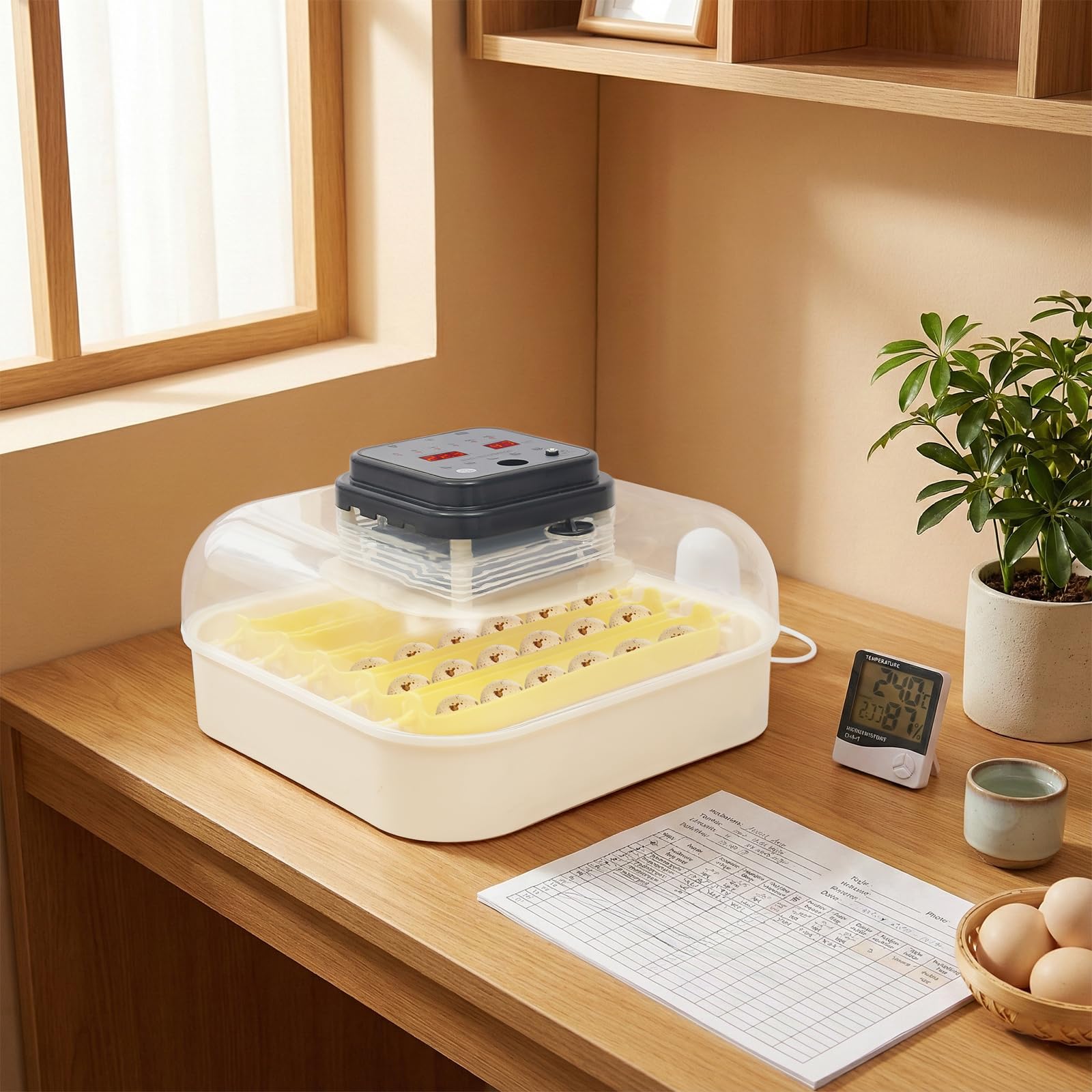 Macchina incubatrice per uova con controllo della temperatura e regolazione dell'umidità, incubatrice con funzione automatica di rotazione 30 uova