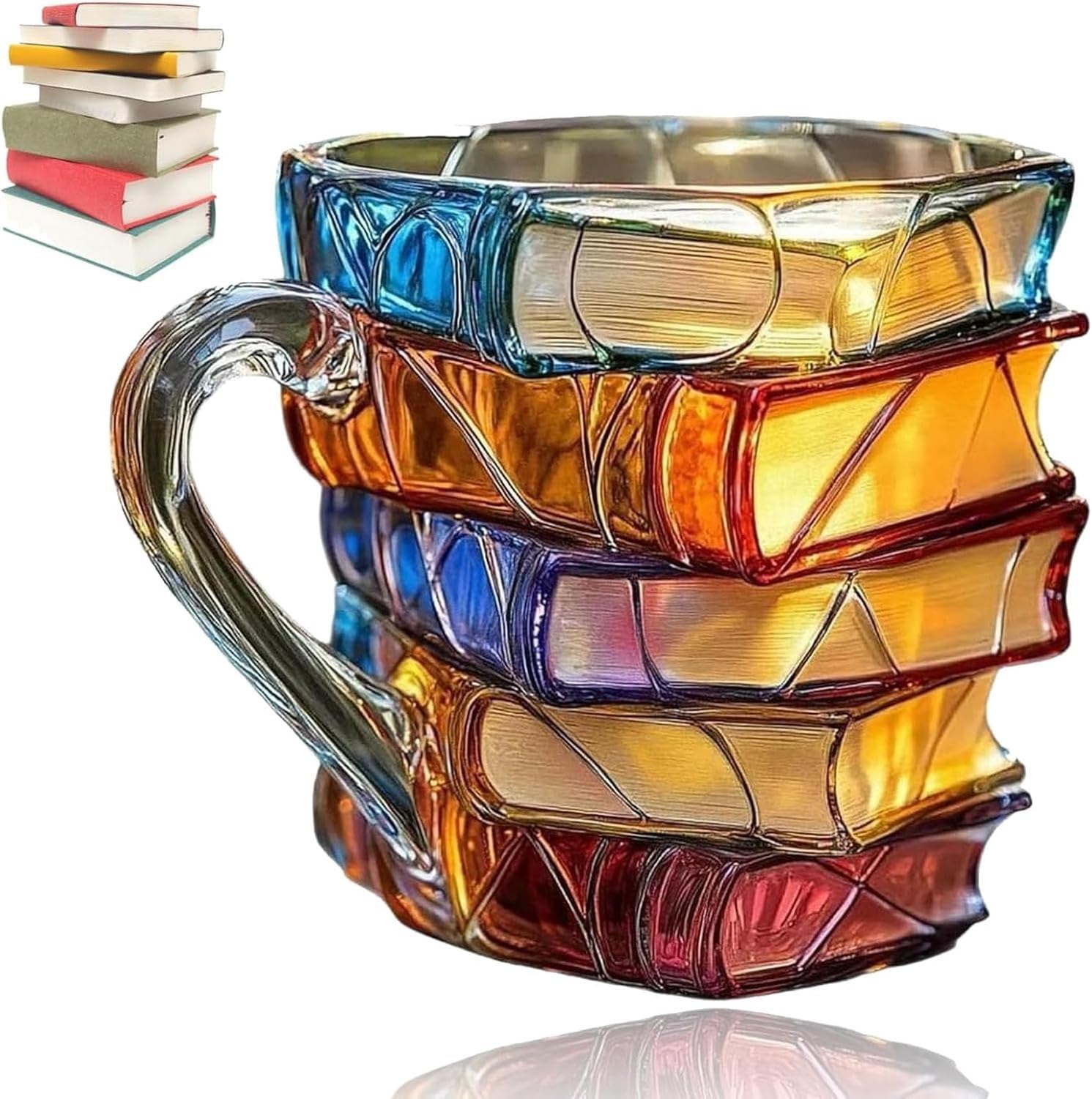 KGAIXN Unique Hand-Painted Book Mug, Colourful Coffee Cup for Reading Lovers, Funny Novelty Coffee Cup for Bookworms, Writers or Librarians, Home Office Decoration Des, # 1pc