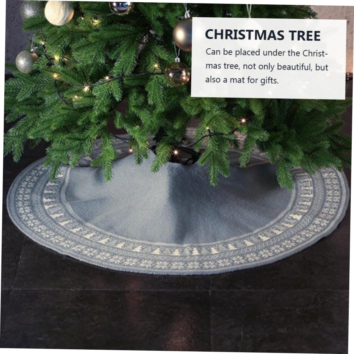 COLLBATH 1pezzi Grembiule Per Albero Di Natale in Maglia Fiori Elementi Natalizi Decorazione Versatile Per Casa e Evento
