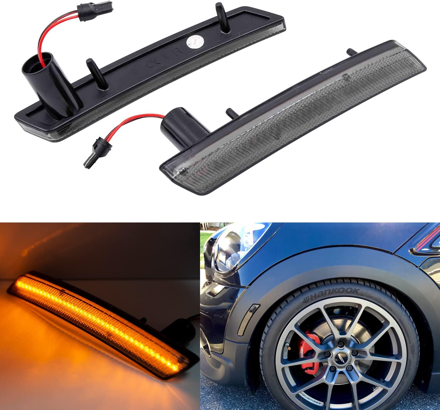 NSLUMO Amber LED Side Marker Lights Front Led Side Marker Light Assembly Smoke Lens for M'INI C'ooper 2nd Gen R56 R57, R55 Clubman R58 Coupe R59 Roadster R60 Countryman R61 Paceman