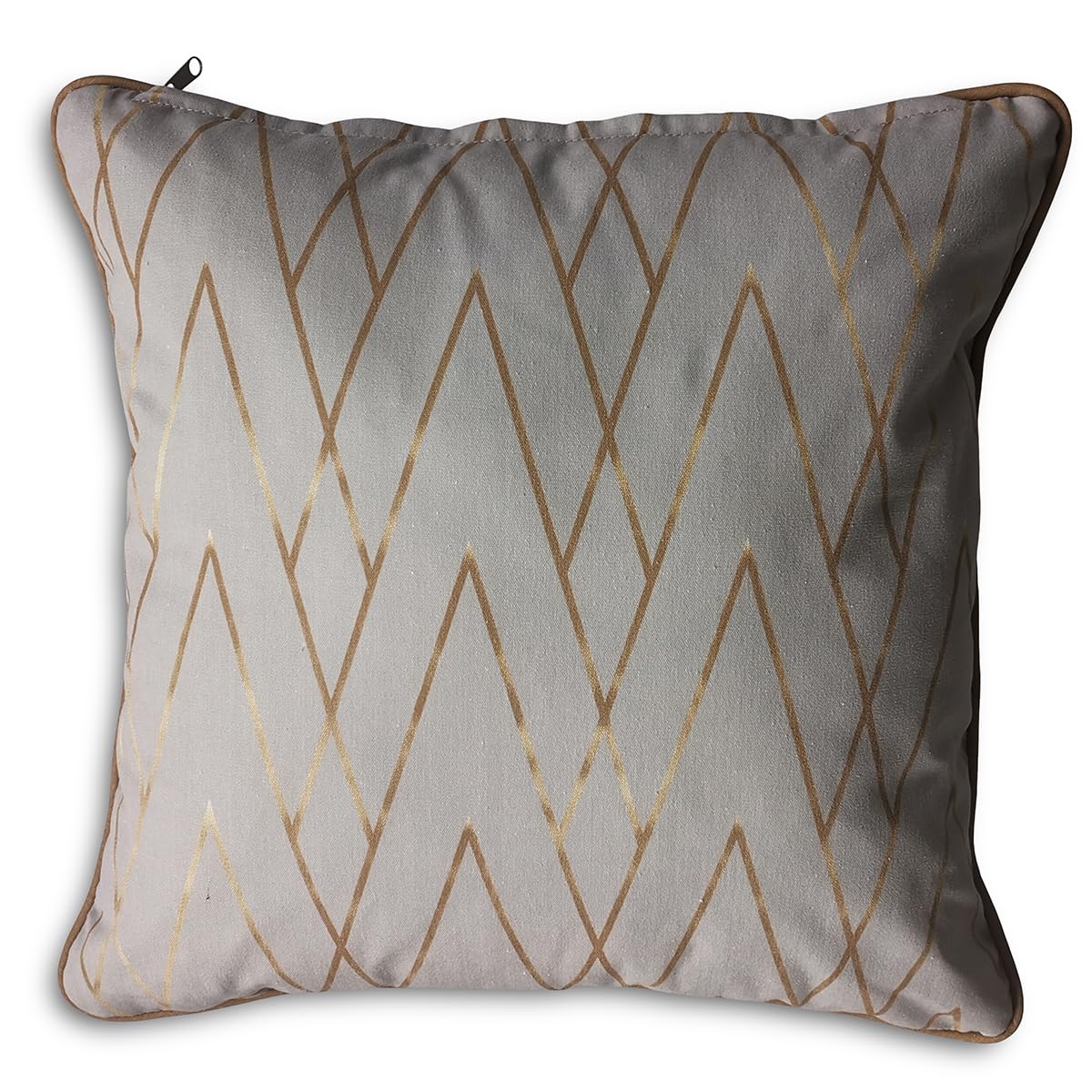 LG Outdoor Grey & Gold Zig Zag Pattern Cushion, 50 x 50 cm (Pack of 1) — image 1