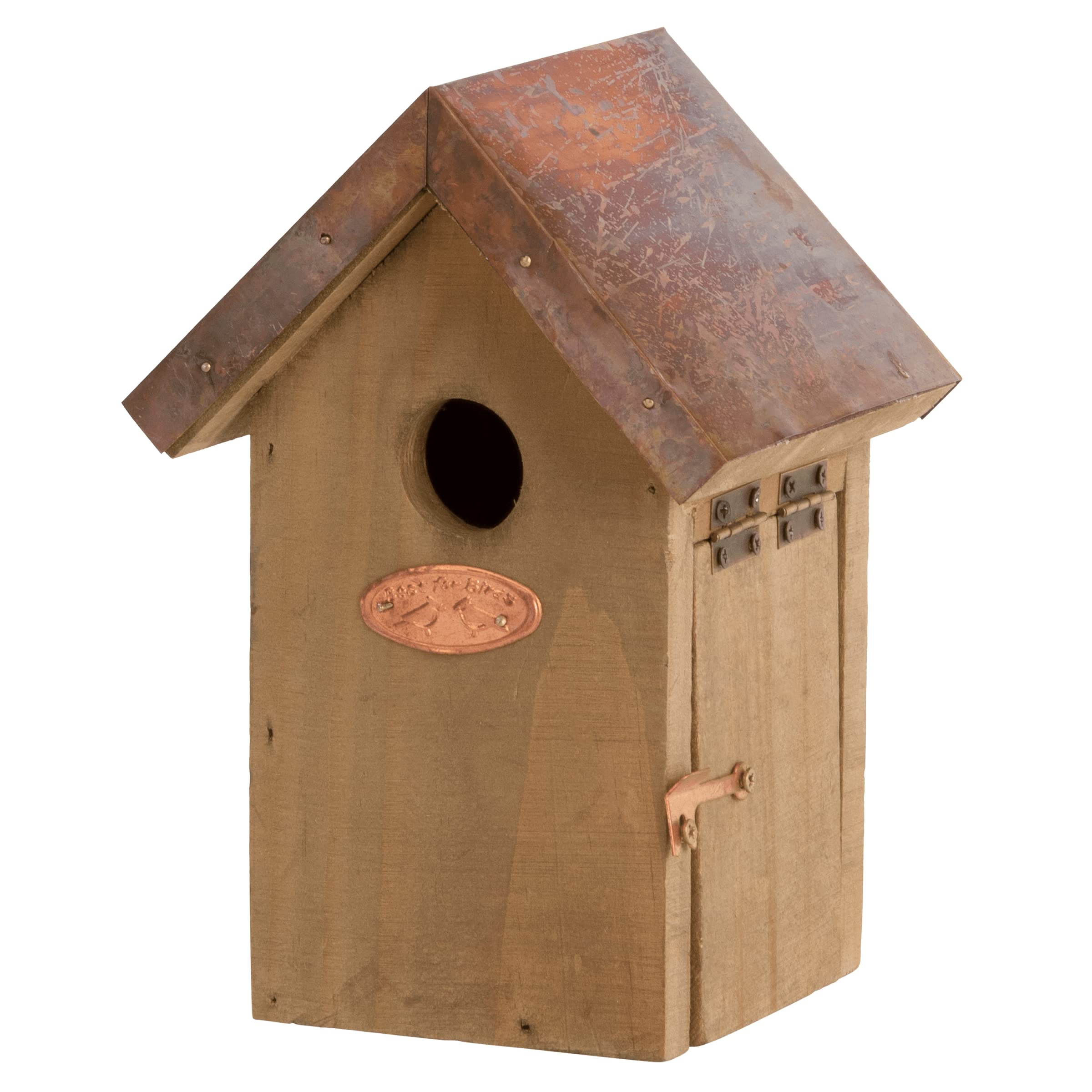 Design NK06 20 x 14 x 11cm Wood Wren Nest Box Copper Roof - Brown