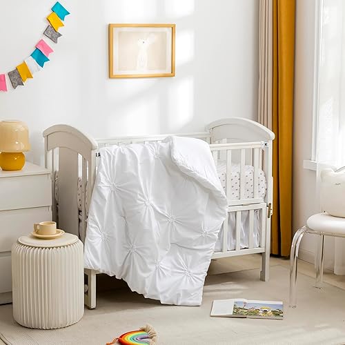 Miniatura 3 de PINNKKU Pintuck - Juego de ropa de cama plisada para cuna, 3 piezas, falda de cuna, manta y sábana para cuna, juegos de cuna para niñas, ropa de