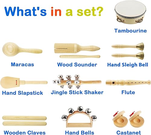 Miniatura 4 de Chriffer - Instrumentos musicales de juguete para niños en edad preescolar juego de instrumentos de percusión con xilófono de madera natural