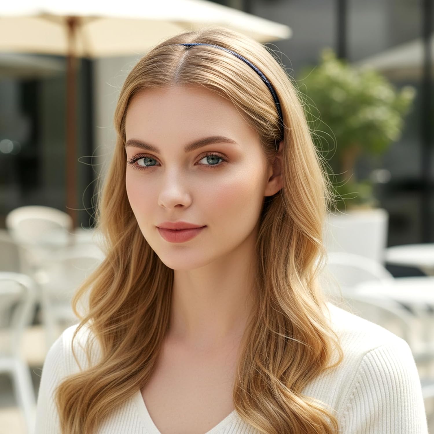 6 PCS Plastic Headbands for Women, 6 Colors 4mm Skinny Headband, No Slip Thin Headband Elastic Hair Hoop Holder Comfortable Hair Band Sparkly Hairs Accessories For Valentine's Day Lady Women - Image 6