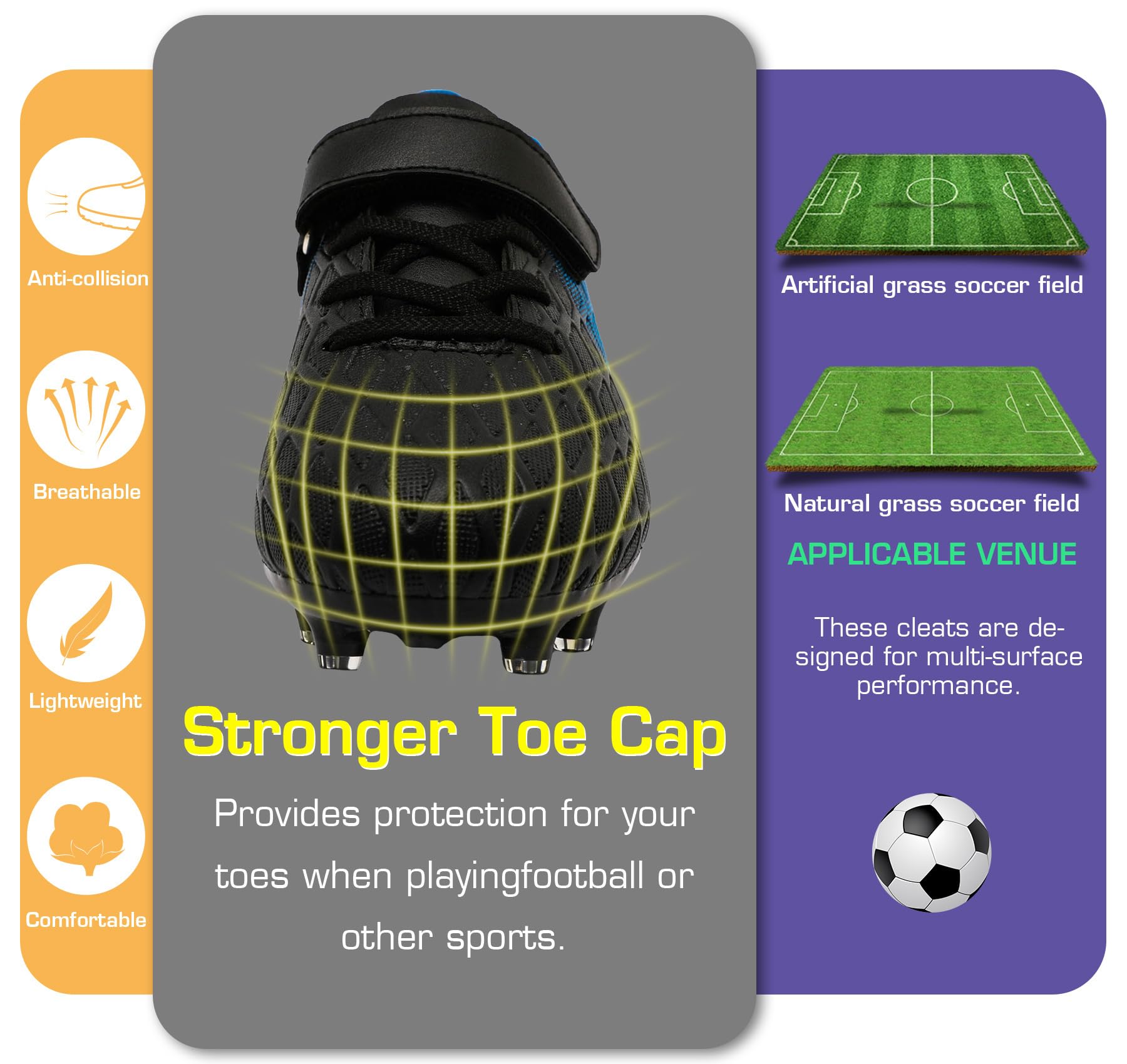 DimaiGlobal Scarpe da Calcio Bambini Ragazzi con Tacchetti Bassi Professionali Scarpe da Calcetto Futsal e Allenamento per Interno/Esterno - Antiscivolo Junior