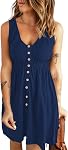 WNEEDU Summer Dress for Women 2026 Sleeveless V Neck Sun Dresses with Pockets