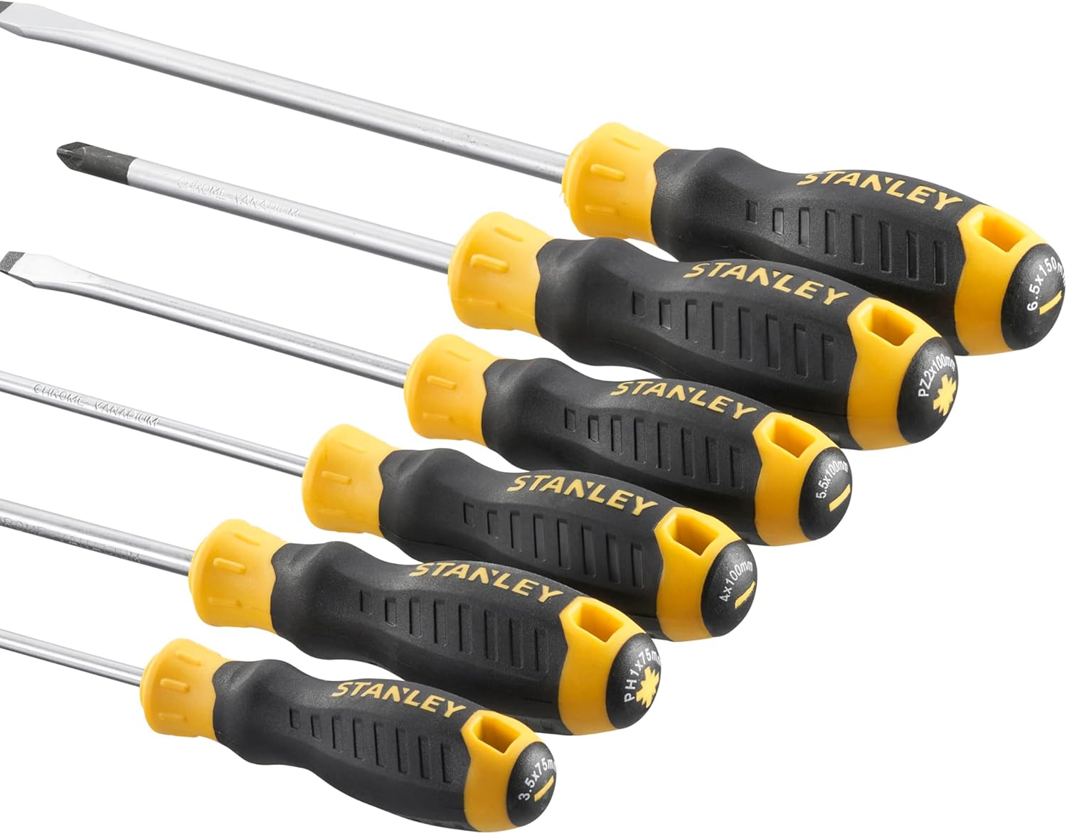 Stanley Cushion Grip™ Screwdriver Set, 6 Piece, Engineered from high-Strength, Chrome Vanadium Steel to Reduce The Chance of tip Breakage
