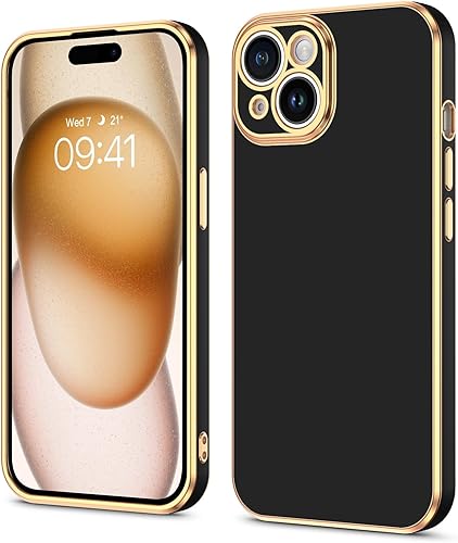 Miniatura 9 de BENTOBEN Funda compatible con iPhone 15 de 6.1 pulgadas 2023, ajuste delgado, dorado, de lujo, de poliuretano termoplástico, a prueba de golpes,