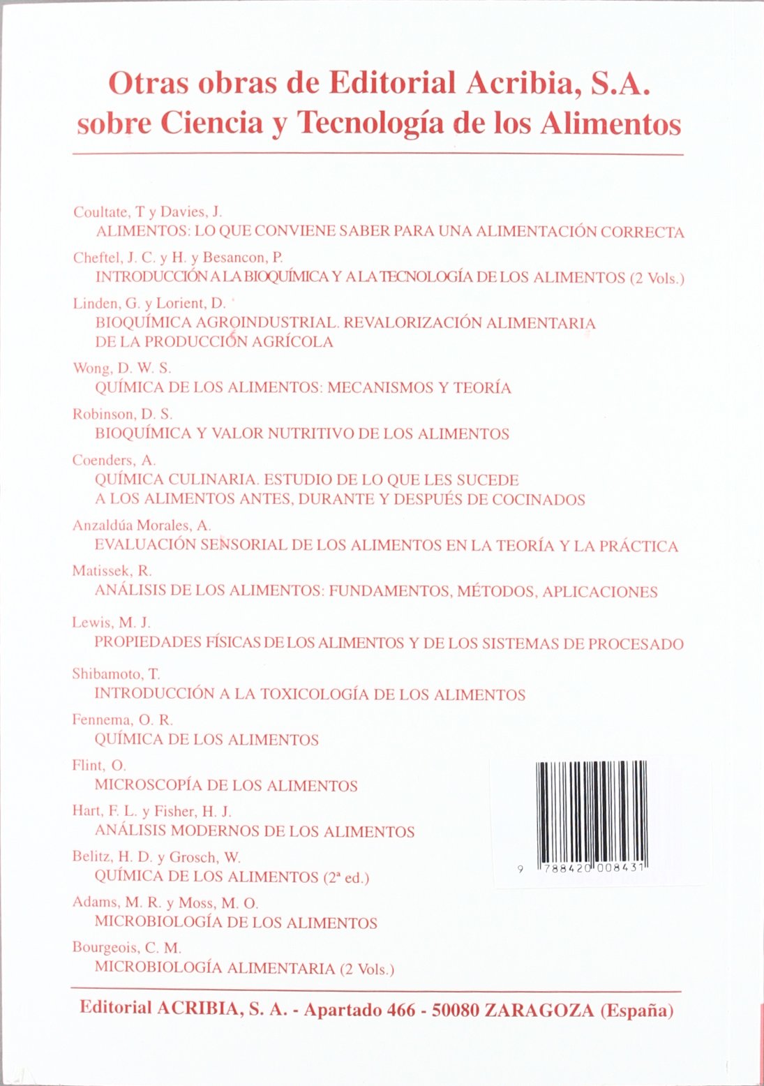 Manual de química y bioquímica de los alimentos