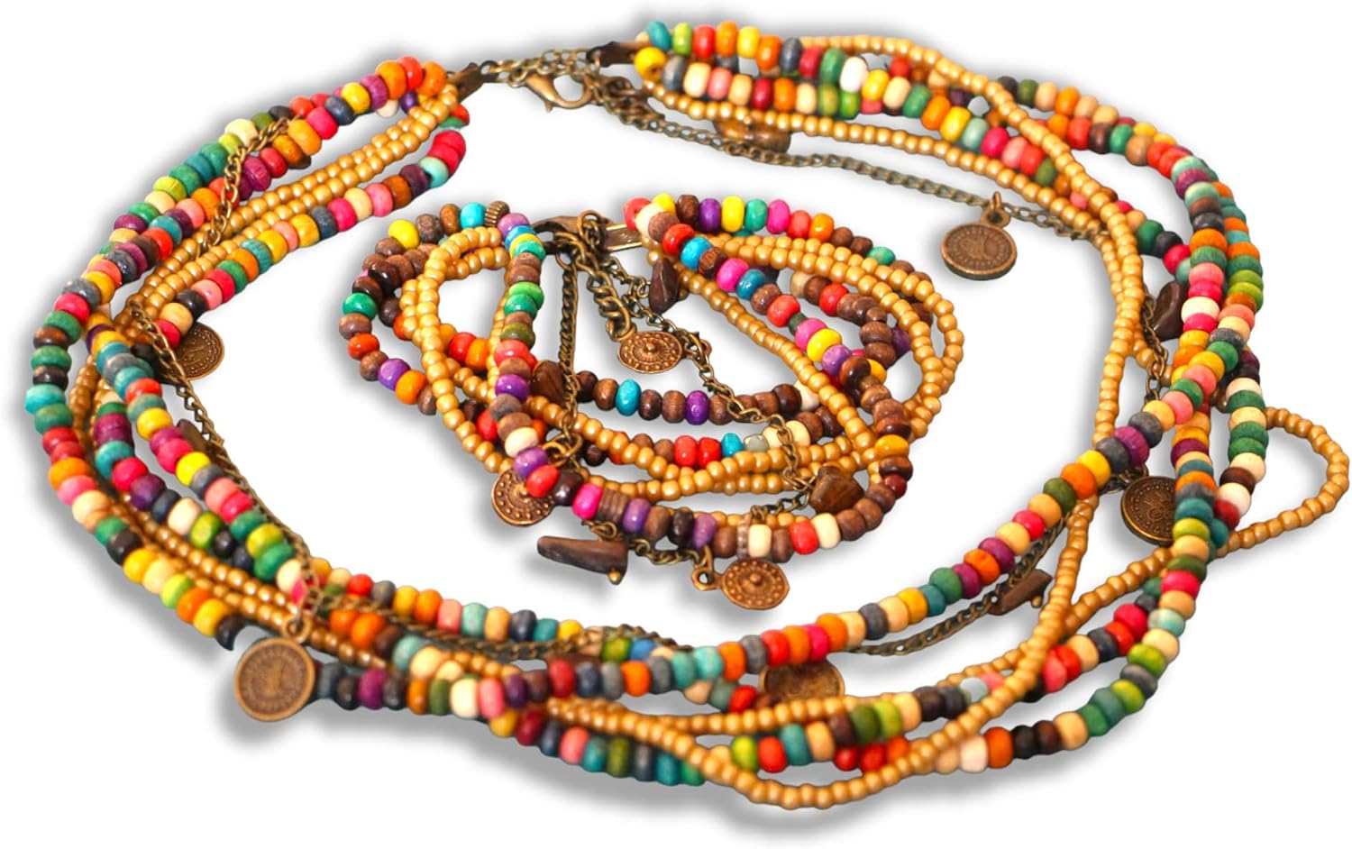 Amazon.com: Ethnic beaded necklace set Chunky hippie necklace Handmade