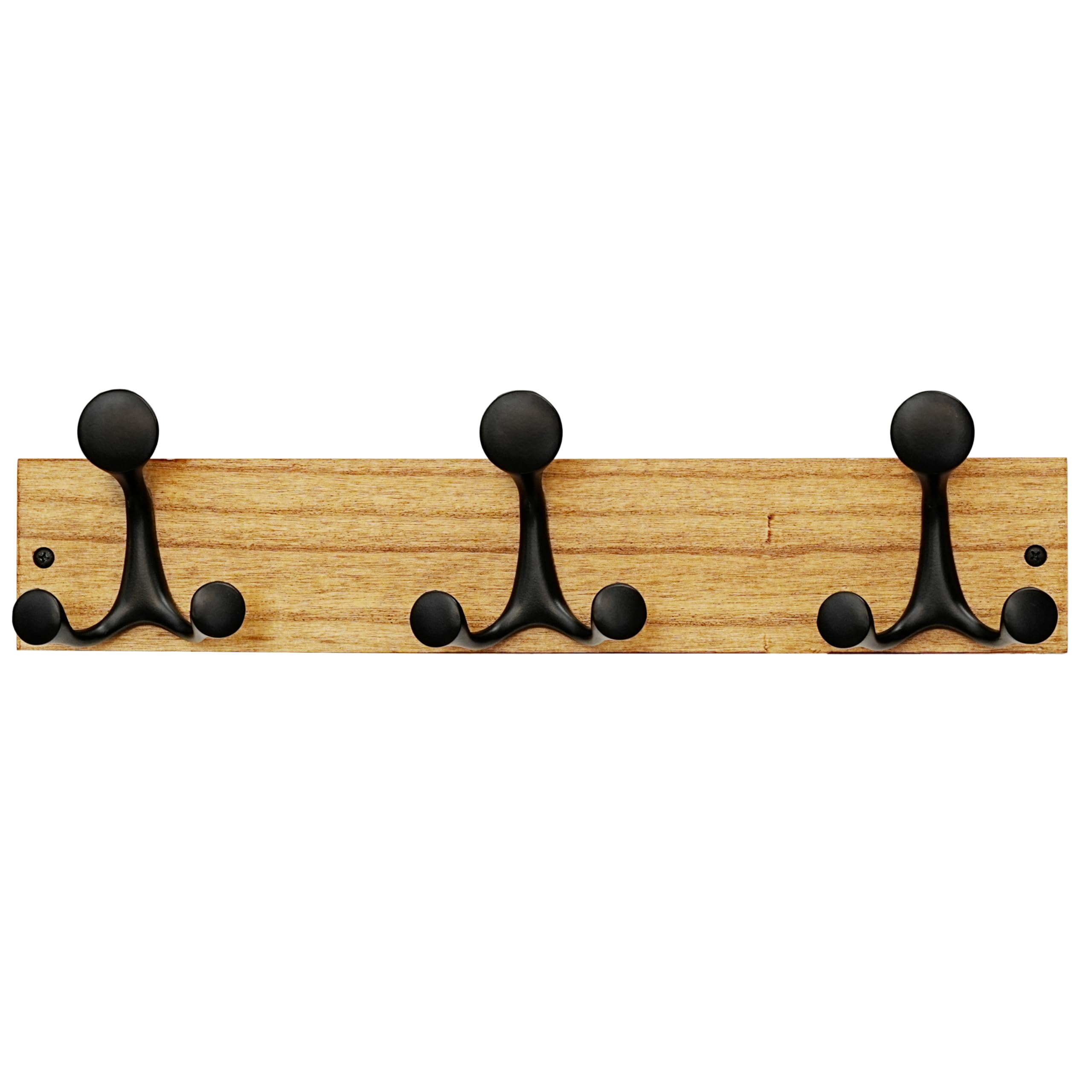 SKOLOO 43cm Light Brown Wood Coat Rack Wall Mount with 3 Triple Hooks - Ideal for Family Entrances, Classrooms, and Pet Supplies Storage - Perfect Coat Hooks for Wall