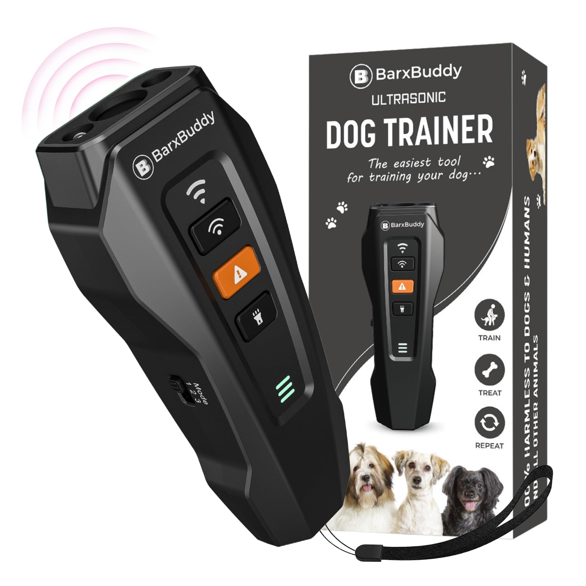 BarxBuddy Dispositivos disuasorios de ladridos de perro de 2ª generación, ultrasónicos de largo alcance, alternativa al collar de ladridos, adiestramiento de perros para interiores y exteriores