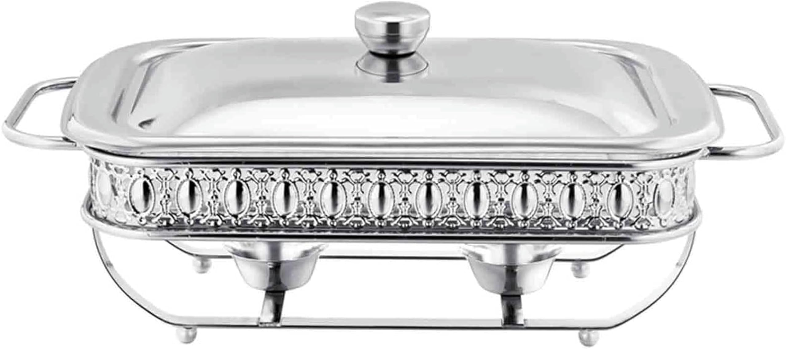 CWCQGH Steel Catering Food Warmers, with Glass lid lid Holder, Chafing Dish Buffet Set, Chafing Dishes Stainless, for Parties buffets Outdoor,Silver-2.0L