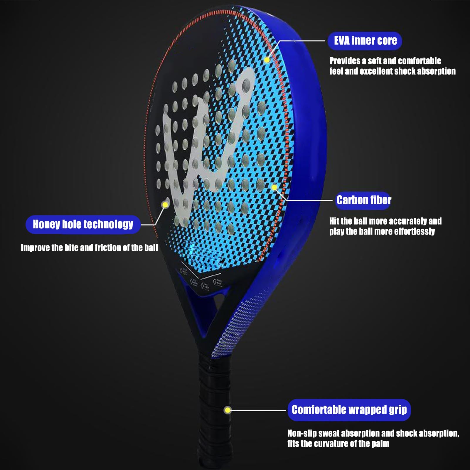 Paletki Do Pickleballa Paletka do Pickleballa z Włókna Węglowego | i Ergonomiczny Sprzęt w Zestawie z Torbą do Przechowywania dla Mężczyzn Kobiet i Dzieci do Ćwiczeń i Gry na Korcie