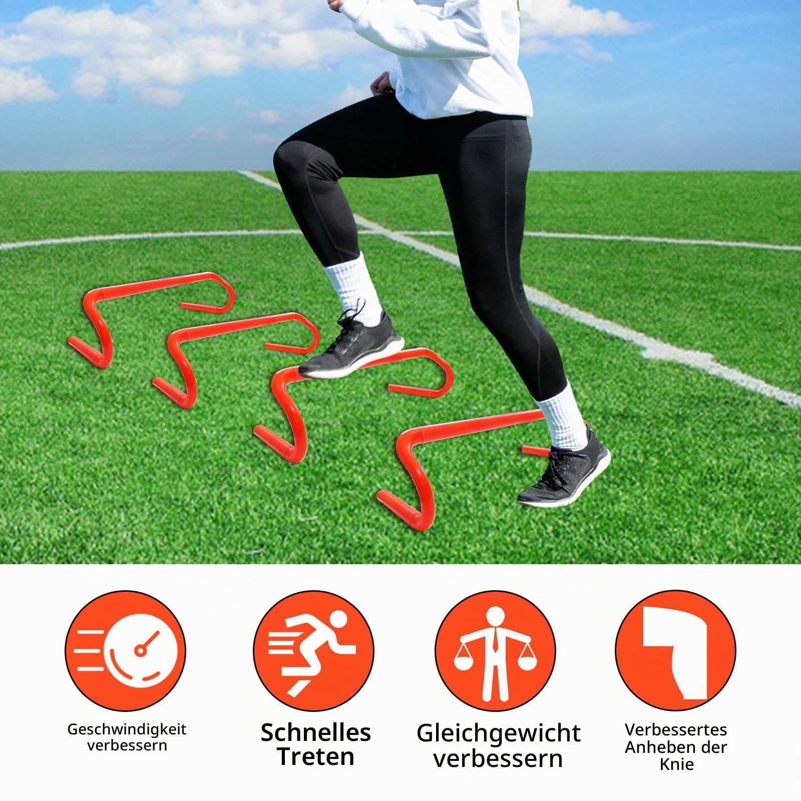 6 Stück Agility-Hürden für Geschwindigkeitstraining, hohe abnehmbare Agility-Trainingshürden, platzsparend, Sportübungsausrüstung für Sportler, Fußball, Basketball