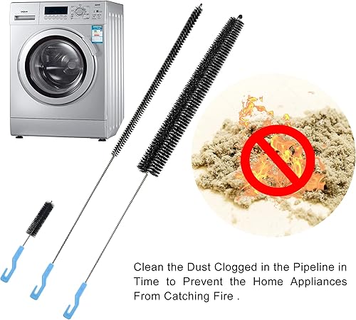Miniatura 3 de Kit limpiador de pelusa para secadora, 3 cepillos de cerdas de nailon, mango flexible de acero inoxidable, para limpieza de trampas de ventilación y