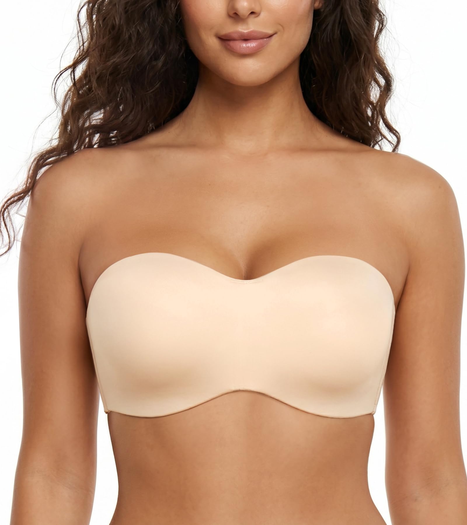 Lemorosy Brasier Reductor sin Tirantes, Busto Grande, Soporte Completo, sin Costuras, Convertible, con Aros, para Mujer, Desnudo/, 85F