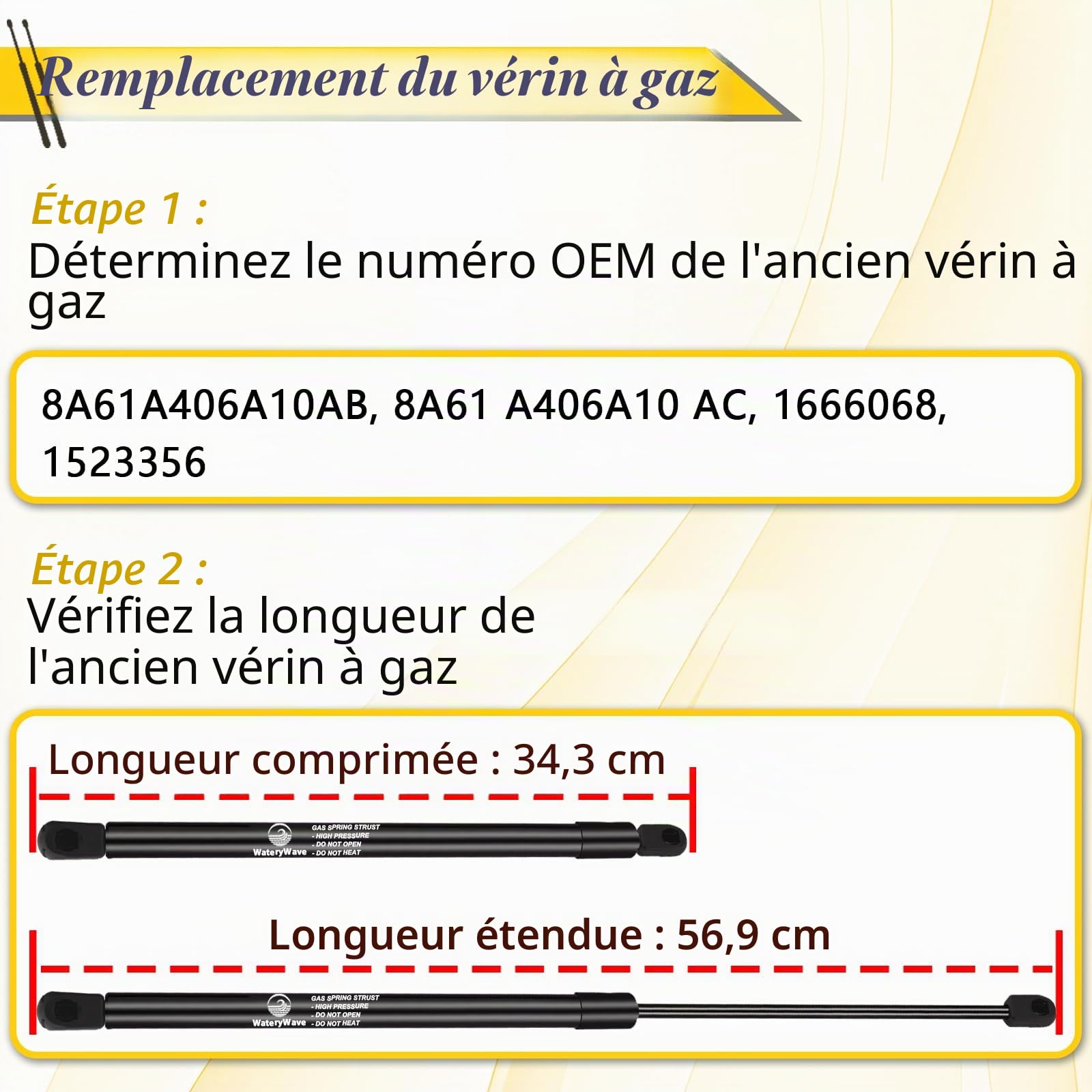 2X Verin de Coffre pour Ford Fiesta Mk7 2008-2017 Vérin Hayon Verin Hydraulique de Coffre Noir Verin a Gaz Remplacer #8A61 A406A10 AC, 1666068, 1523356,8A61A406A10AB