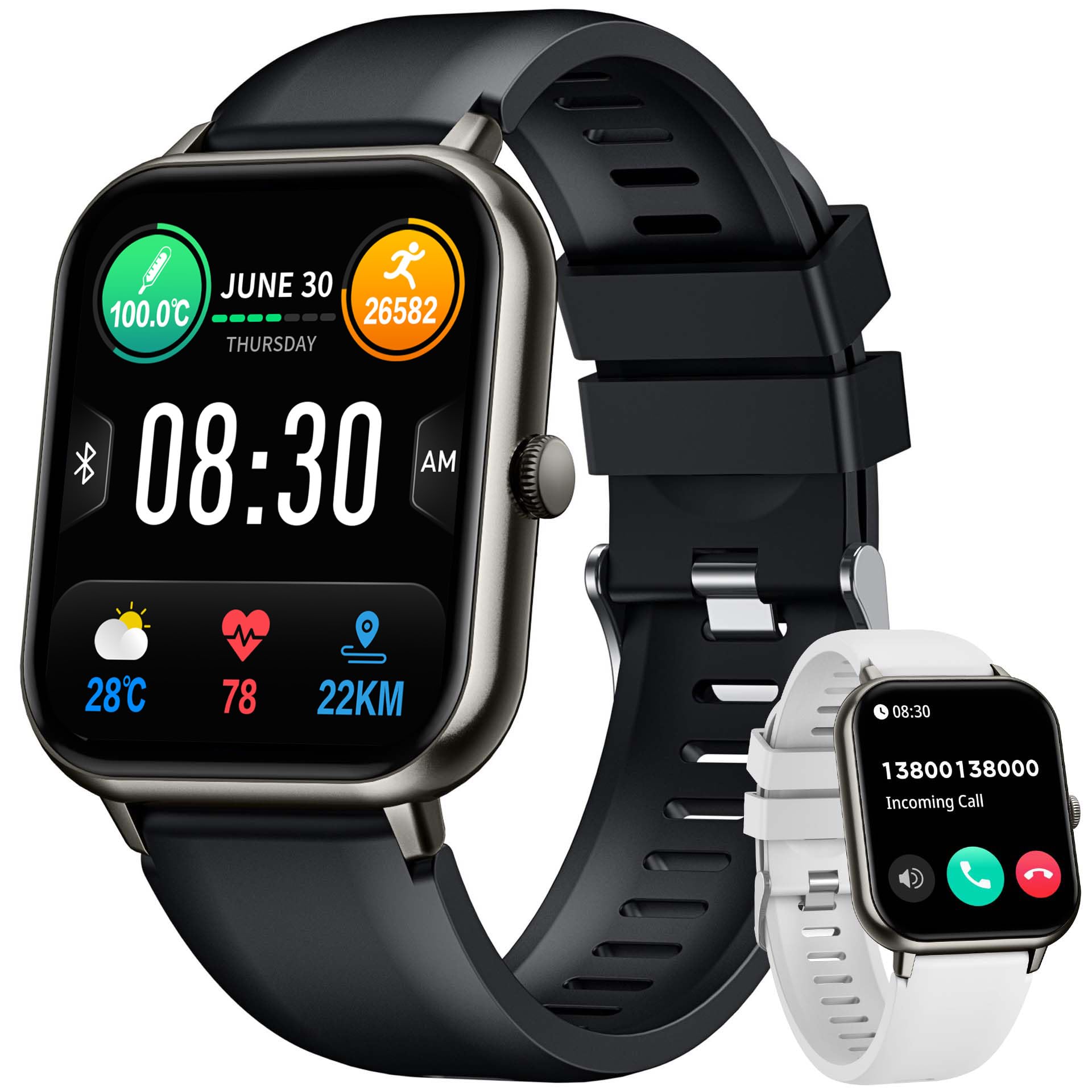 Reloj Inteligente Hombre Mujer Smartwatch: 1.83" Smart Watch con Llamadas Bluetooth Relojes Deportivo con Pulsómetro Monitor de Sueño para 100 Deportivos Pulsera Actividad Compatible Android iPhone