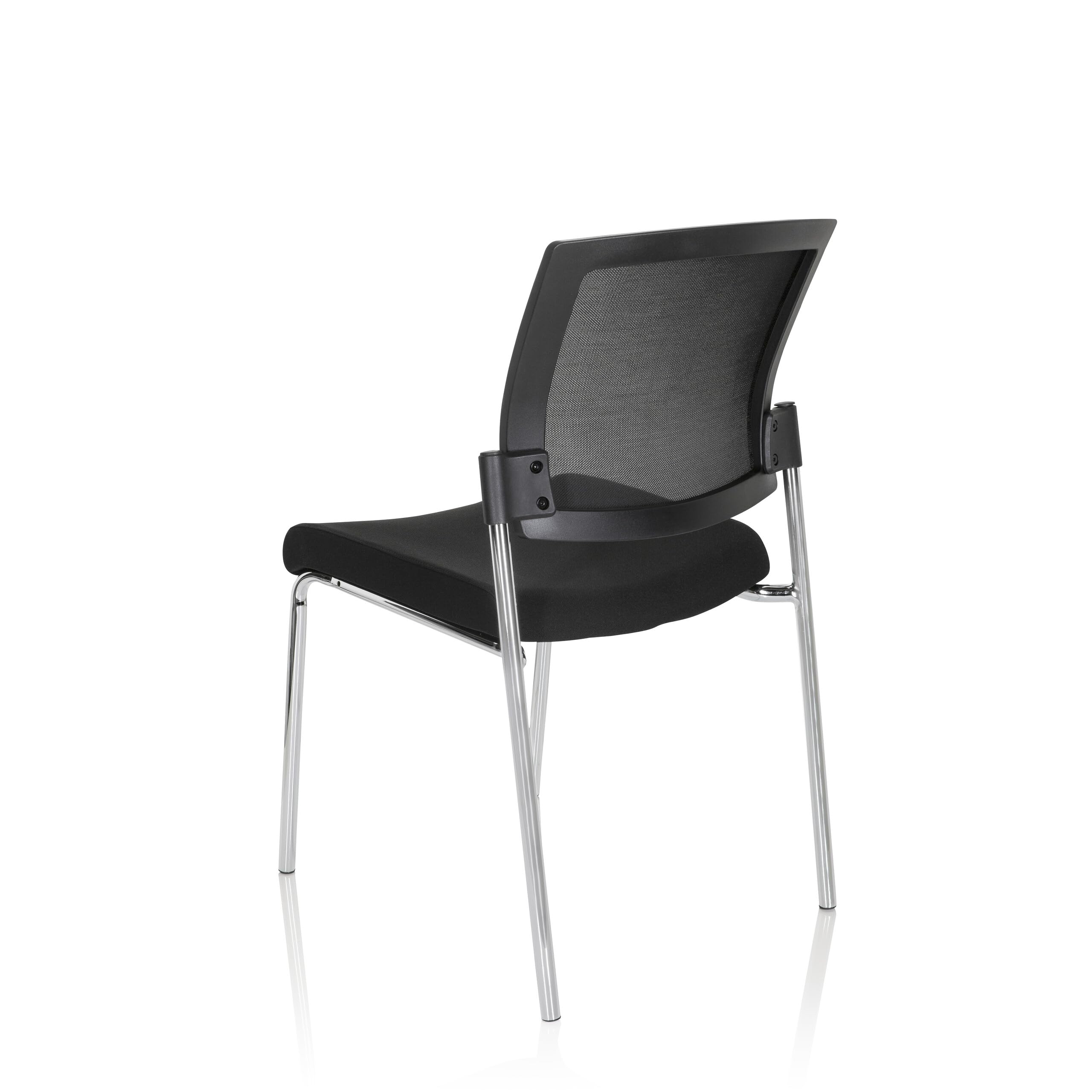 hjh OFFICE 820021 Siège Visiteur K9 V Tissu/Filet Noir/Chrome Siège de conférence pouvant Supporter jusqu'à 180 kg, Assise rembourrée, empilable