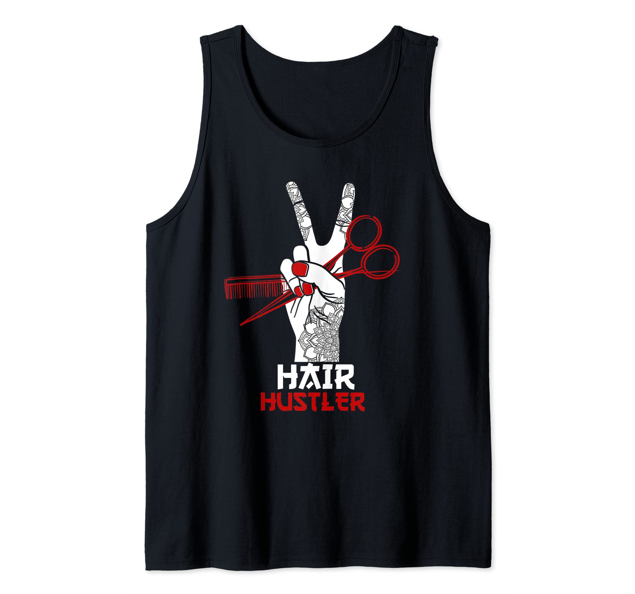Hair Hustler Barber Hair Stylist Hairdresser Tank Top, Black