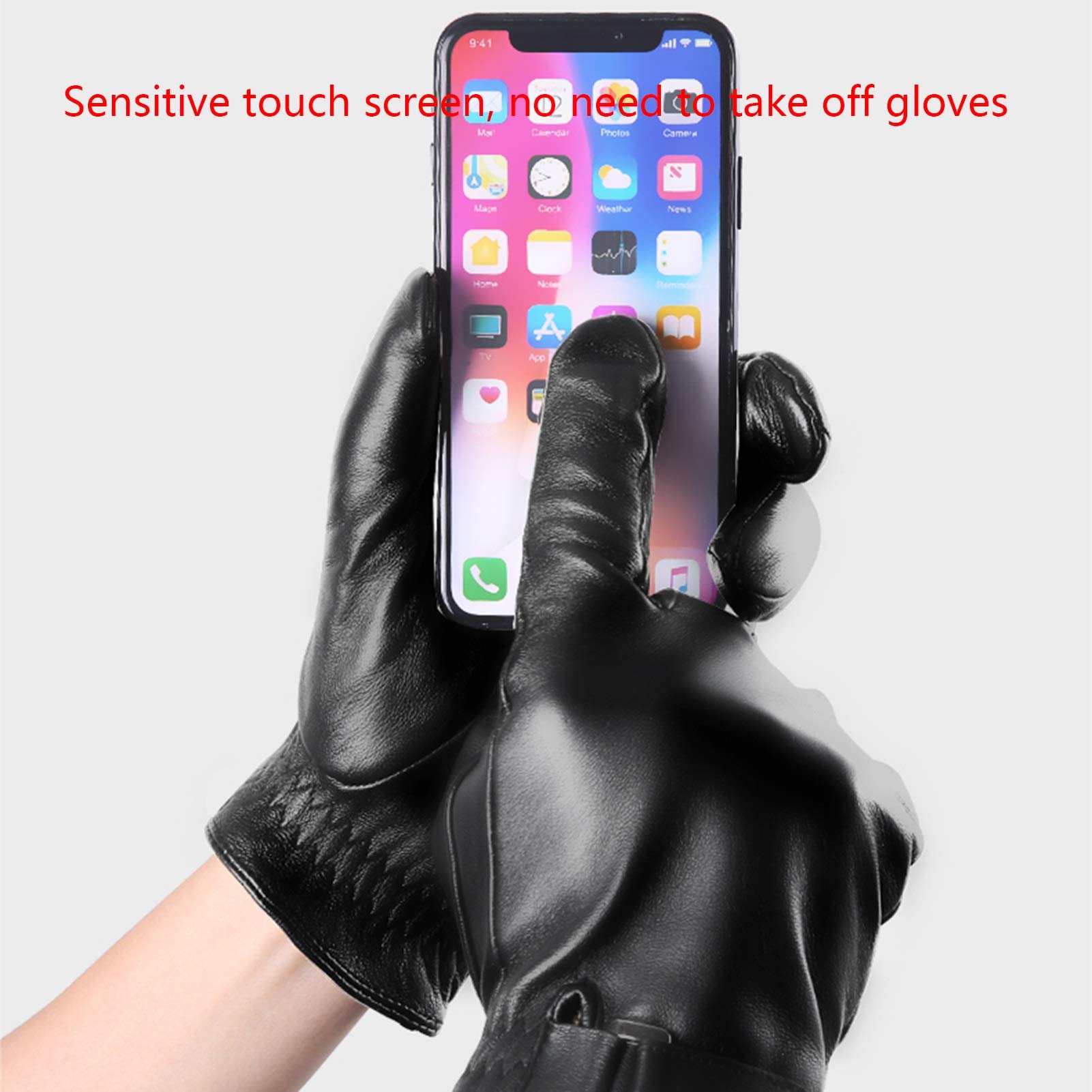 Axdwfd Guantes De Invierno para Hombres, Pantalla Táctil Antideslizante A Prueba De Viento A Prueba De Viento, con Forro Suave Y Cálido, para Conducir (Size : L)