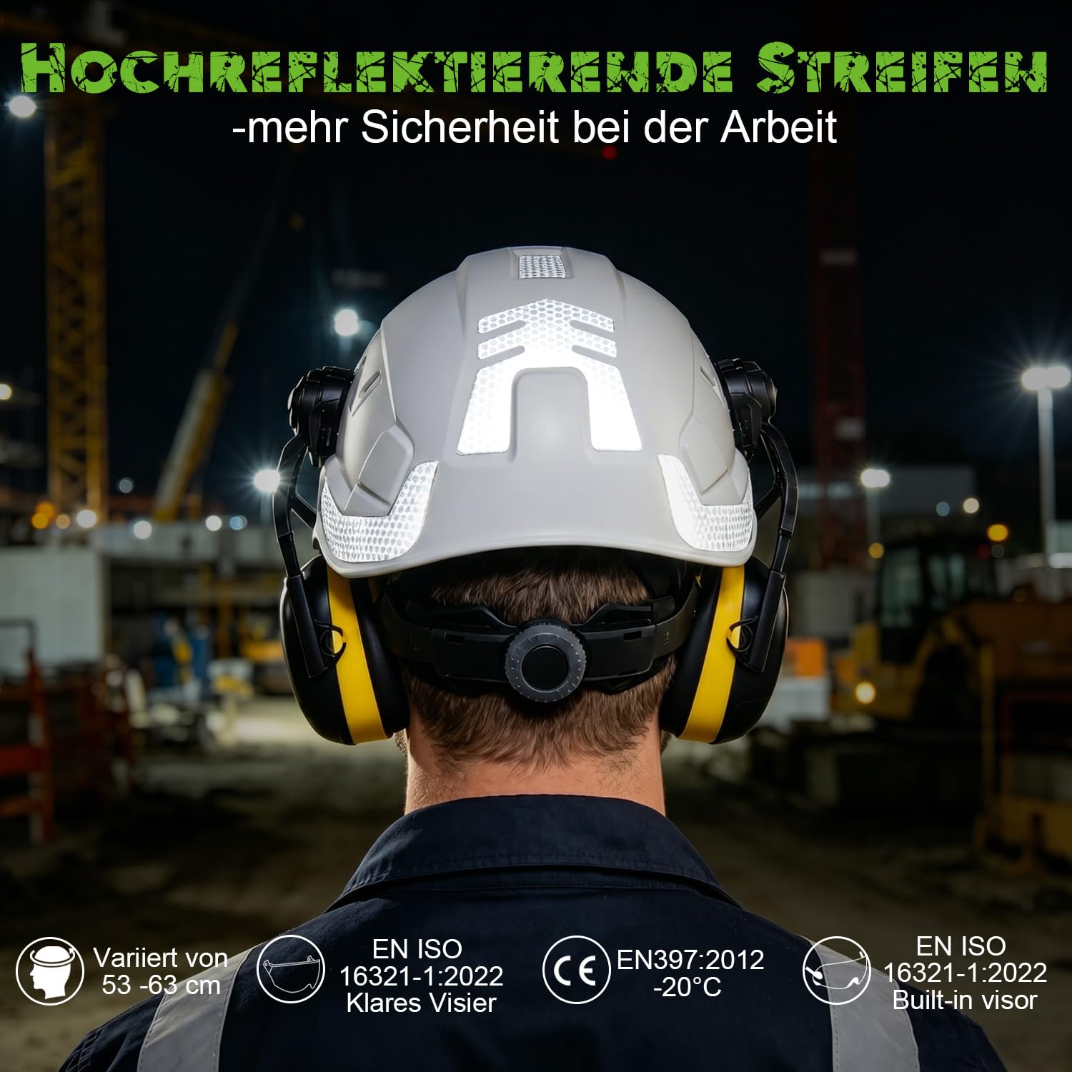 GREEN DEVIL Mervex kask ochronny – kask leśny z podwójnymi okularami ochronnymi EN166 i tłumikiem EN352 SNR32dB, certyfikat EN397, materiał ABS, unisex, do prac ogrodowych, wyrębów drewna i na placu