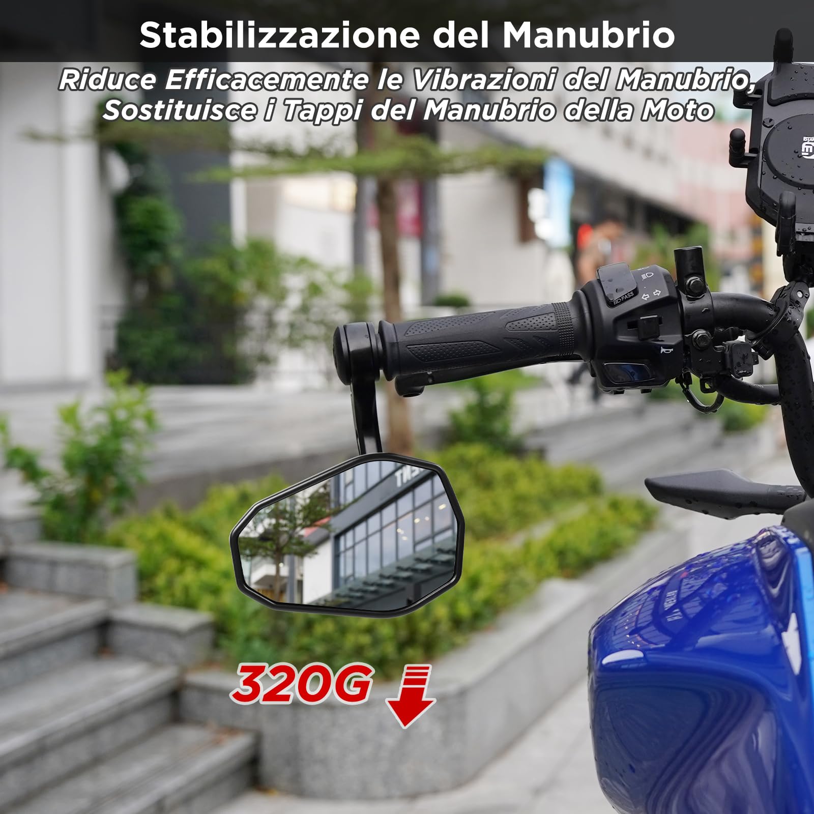 evermotor Universale Specchietto, E24 Specchietto Retrovisore per Moto, Specchietti End Bar, per scooter quad ATV scooter ciclomotore, 2 pezzi