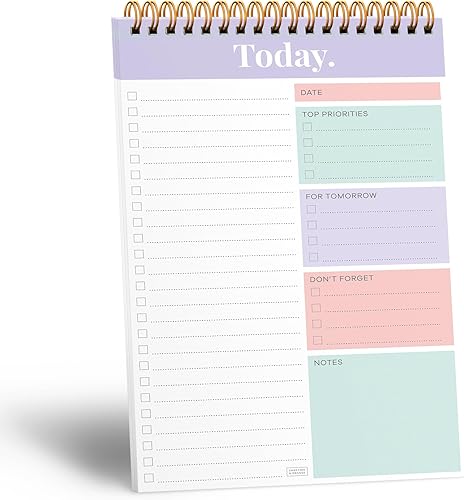 Sweetzer & Orange Bloc de notas diario y semanal de tareas pendientes – Planificador de trabajo sin fecha y organizador con sección de lista de