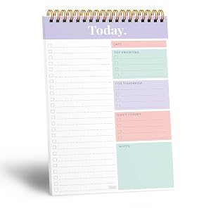 Sweetzer Orange Daily Weekly To Do List Notepad Undated Work Planner Organizer with Wish List Section 52-Sheet Coiled