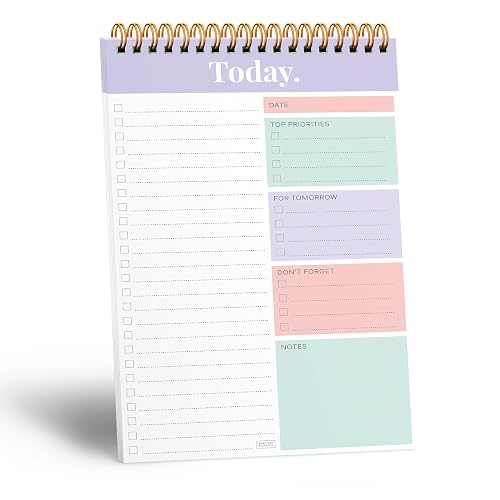 S&O Daily Planner Notepad for Productivity - 52 Page Every Day To Do Logbook- Undated Guide and Organizer - Routine work List Journal- Coiled Regular Task pad - MAUVE - Mauve