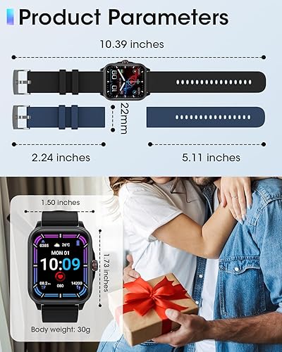 Miniatura 7 de AKUMAKA Smart Watch for Men(AnswerMake Calls), 1.85'' Bluetooth Smart Watch for Android Phones and iOS, Fitness Tracker Watch with Heart RateBlood