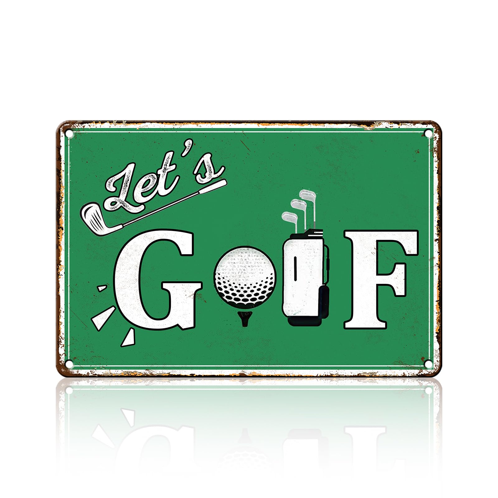Anceky Retro Metal Tin Sign Let's Golf Sign Funny Wall Decor for Home Farmhouse Backyard Bar Outdoor 12×16 Inch