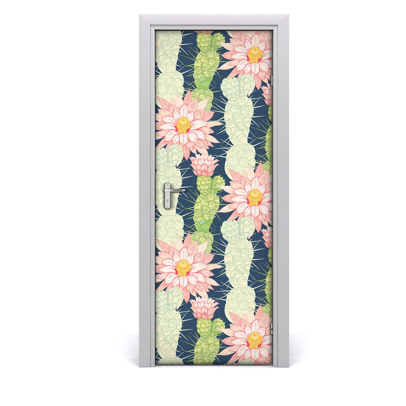 Autocollant de porte décoration cactus pour créer une ambiance jungle dans le salon