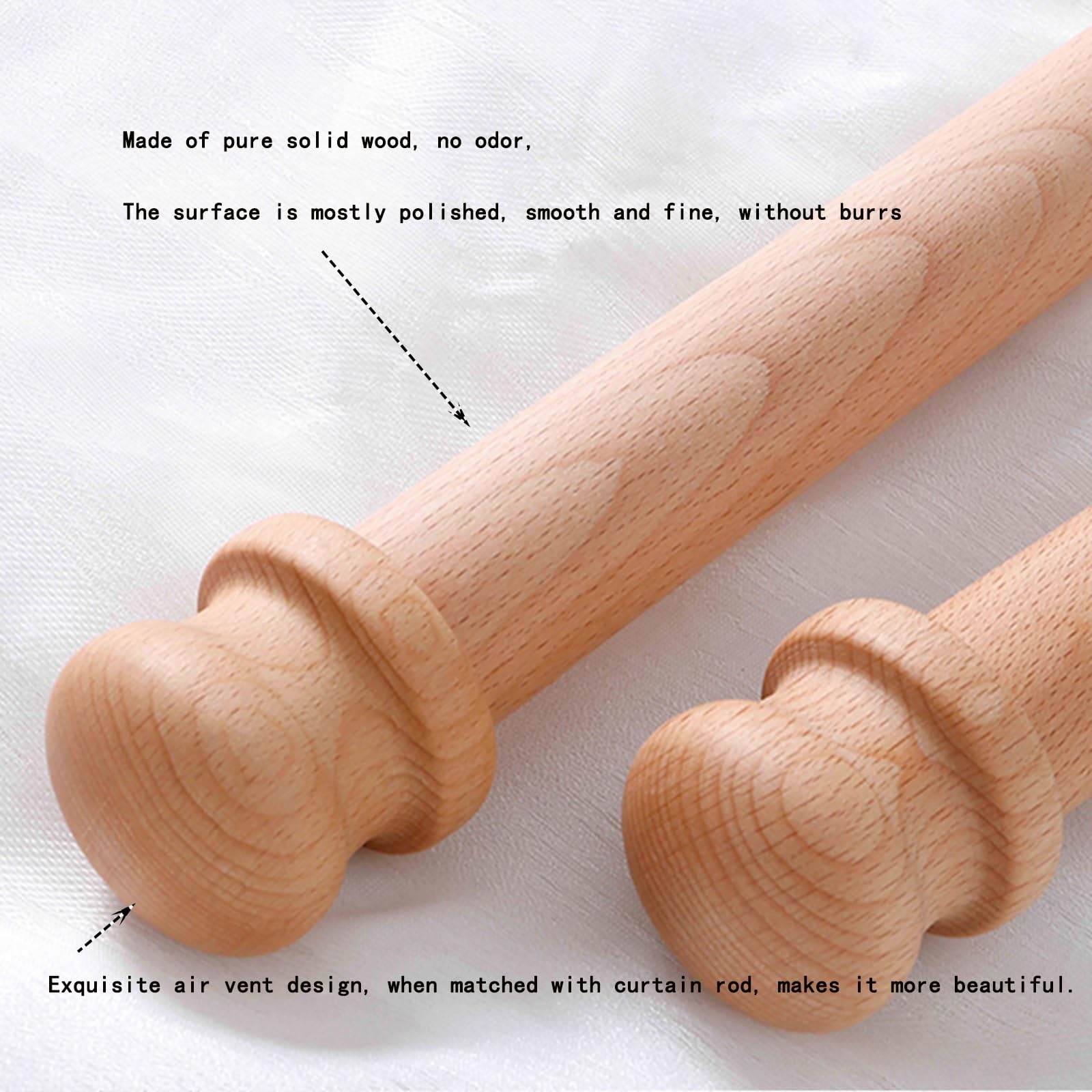 Tringle à rideaux moderne en bois de 120 cm – Tringle à rideaux élégante pour intérieur/extérieur, finition texturée, solution parfaite de décoration d'intérieur pour rideaux et rideaux