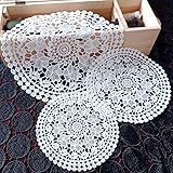 Camino de mesa redondo bordado de encaje, 4 unidades, hecho a mano, encaje blanco, posavasos de ganchillo, mantel individual para cocina, comedor, decoración atrapasueños, 30 cm