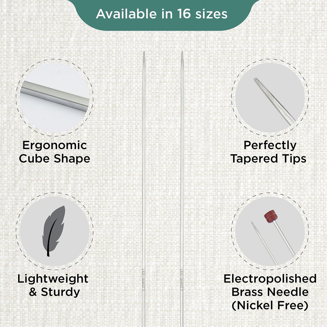 KnitPro Nova Cubics Single Pointed Needles 14" (35cm), Silver, 2.25mm - Image 3