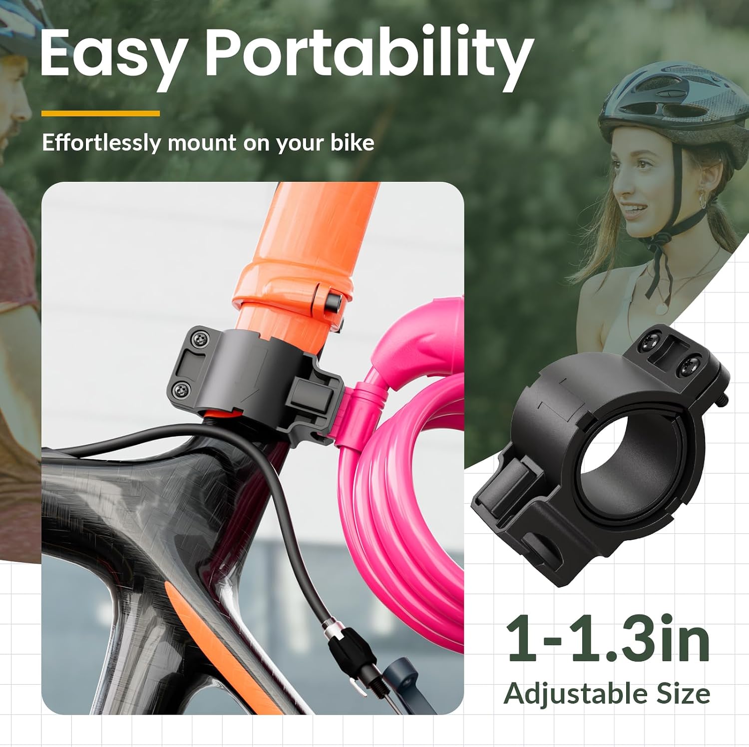 Titanker Bike Lock, Bicycle Lock 4 Feet Cable Lock 1/2 Inch Resettable Bike Lock Combination with Mounting Bracket, Bike Accessories for Bicycle, Electric Scooter, Motorcycle image 5