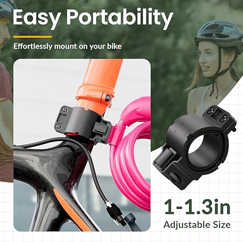 Miniatura 5 de Titanker Candado de bicicleta, cerradura de bicicleta de 4 pies, bloqueo de cable de 1/2 pulgada con soporte de montaje, accesorios de bicicleta