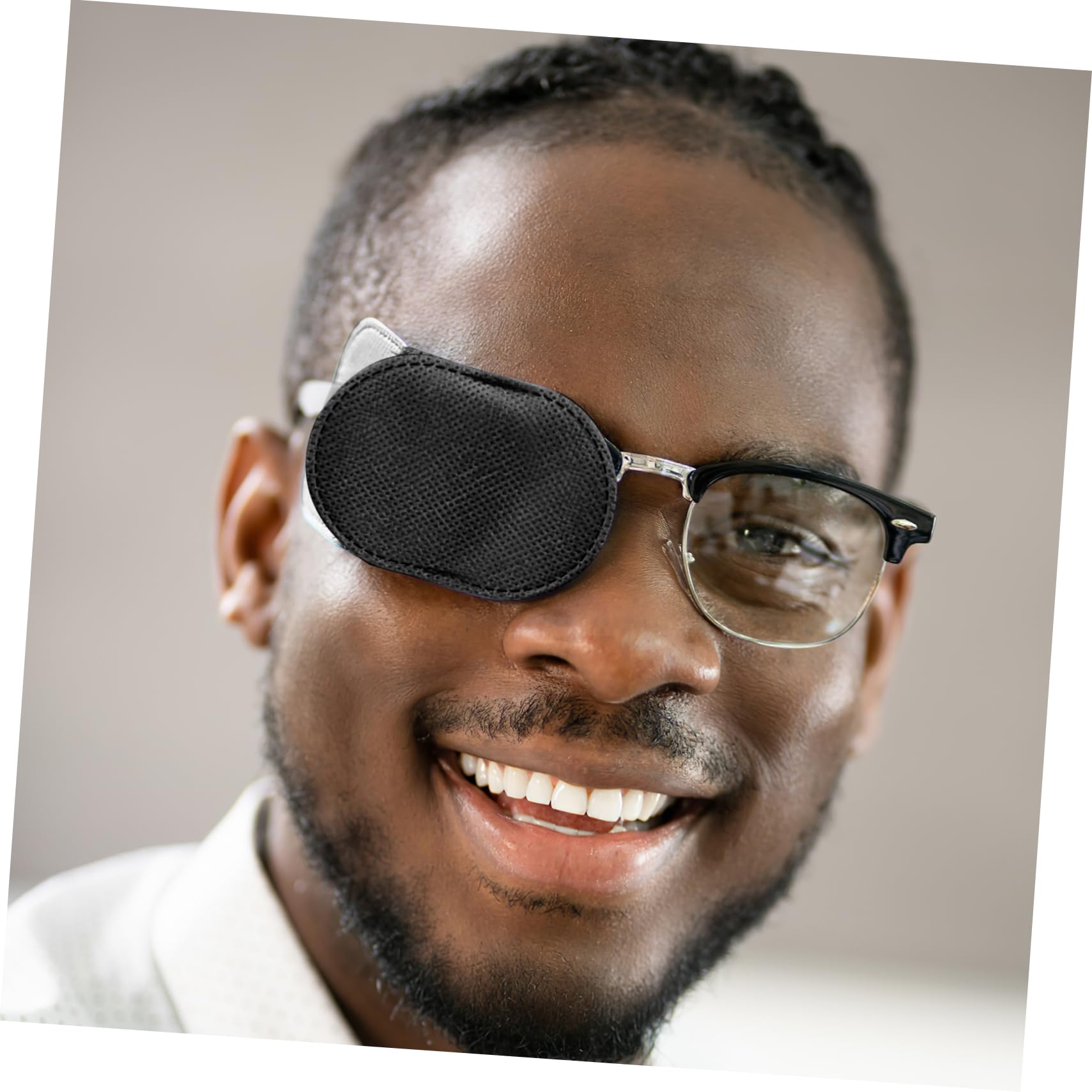 Veemoon Parche Ocular para Gafas de Ambliopía 12 Piezas de Tela No Tejida Negra, Transpirable, Adecuado para Uso en Casa y Viajes