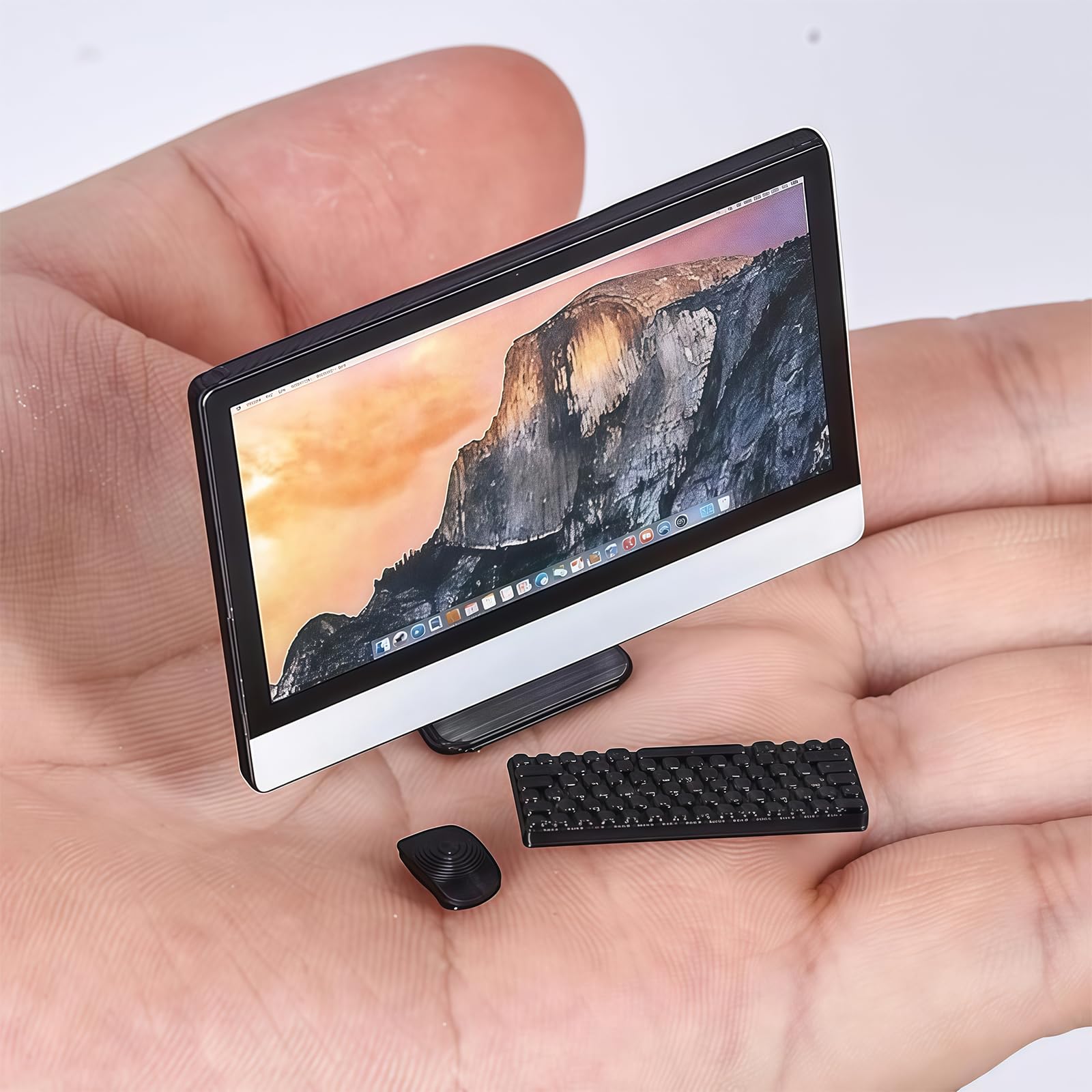3 Stück Wichtel Zubehör Laptop, Mini Sachen für Puppenhaus, Deko bei Wichtel Schuhe, Miniatur PC Set für 1:12 Szene, Modell für Büro (Schwarz)