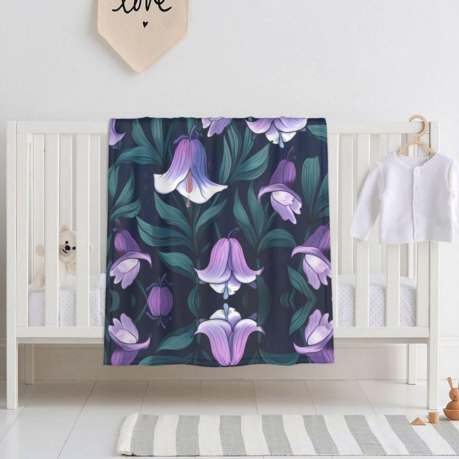 Wbqlsl Bluebell Pattern Ultra-Soft Baby Blanket, 30" X 40" Newborn Swaddle & Nursing Throw Blanket