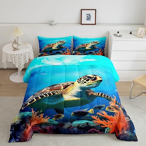 Miniatura 38 de Juego de edredón de olas oceánicas, tamaño Queen, juego de ropa de cama náutica retro con brújula de faro para mujeres, hombres y niños, decoración